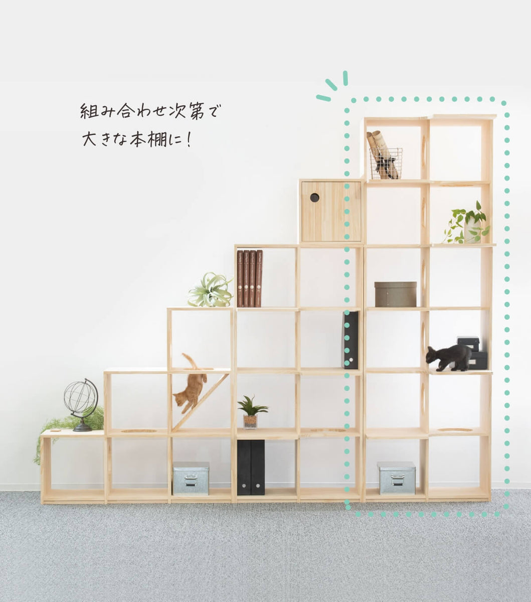 収納付きキャットタワー本棚 猫棚6×2 ｜ 猫のための木工所